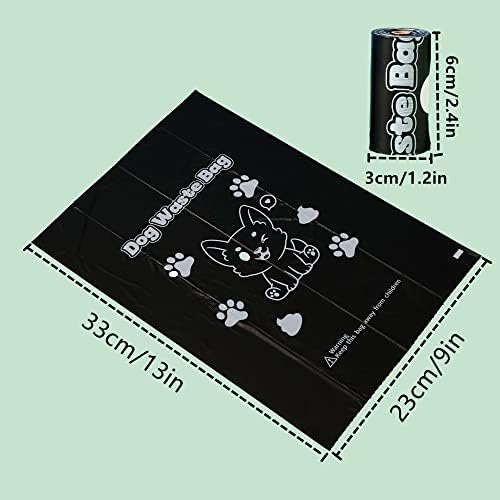 Dog Poop Bags, 120 Count Extra Thick and Leak-proof Waste Bags for Pets, 9 x 13 Inches (Black)
