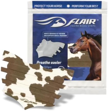 Flair Equine Nasal Strips for Horses (Cow, 6 Pack), Adhesive Equine Nasal Strips & Support, Breathing Improvement for Competition and Training Horses, Equine Health Supplies, Breathing Aid