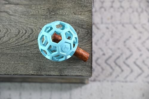 JW Pet HOL-ee Roller Dog Puzzle Ball, Medium 4.5in, Natural Rubber, Blue