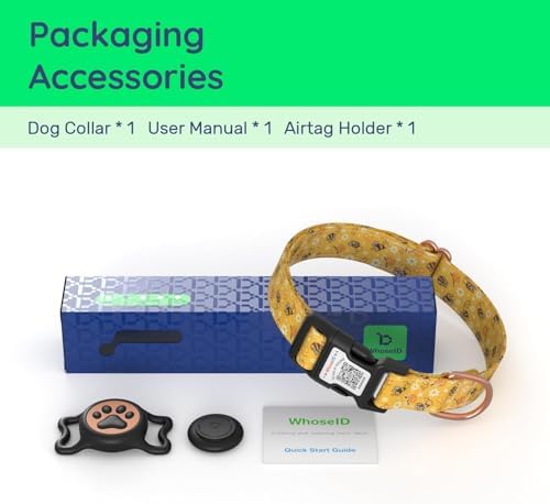 Airtag Dog Collar,with Waterproof airtag Holder,Original Stylish Cute Pattern Design.QR Code ID Buckle,Comfortable Soft Cotton for Small Medium Large Dogs