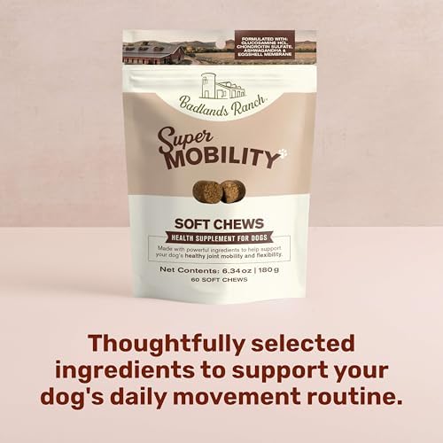 Badlands Ranch Super Mobility Soft Chews for Dogs, Glucosamine, 60 Chews