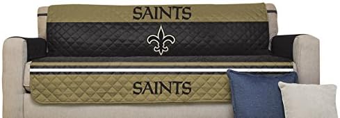 Pegasus Sports NFL New Orleans Saints Furniture Protector with Elastic Straps, Sofa, Black