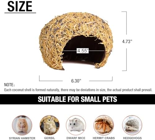 Hamster Hideout - Large, Natural Flowers, Handcrafted for Syrian Hamsters, Rats & Guinea Pigs, Safe & Eco-Friendly (Flower,Large)