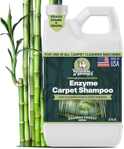 Sprinkle & Sweep: Enzyme Carpet Shampoo - 32oz, Deep Cleaning Pet Stain & Odor Remover, Dog & Cat Mess-Urine-Accident Solution, All Machine Compatible