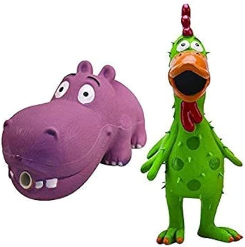 Multipet Latex Chicken Globken Dog Toy Assorted Size:Chiken and Hippo
