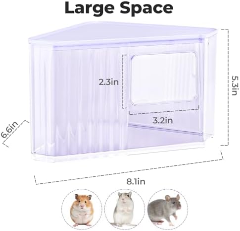 mini&moe Hamster Sand Bath Container - Small Animal Bathroom Shower Room Large Space Corner Digging Box with Cleaning Scoop Rat Dust Bath House for Guinea Pig, Hedgehog, Gerbil