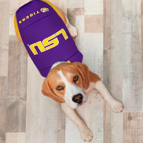 NCAA LSU Tigers Puffer Vest for Dogs & Cats, Size Medium. Warm, Cozy, and Waterproof Dog Coat, for Small and Large Dogs/Cats. Best NCAA Licensed PET Warming Sports Jacket