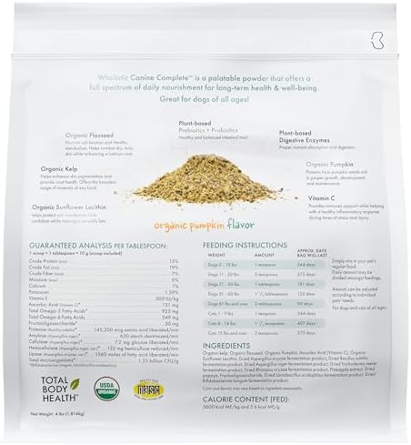Organic Dog Vitamins with Organic Pumpkin Protein, 4 Lb, 180 Scoops