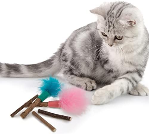 SmartyKat (5 Count) Silly Silver Stix Natural Silvervine Cat Toys - Blue/Pink, One Size