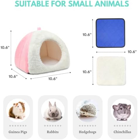 Guinea Pig Hideout Bed with 2 Absorbent Leak-Proof Bottom Pee Pad
