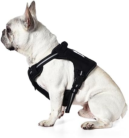 Amazon Basics No-Pull Dog Harness, Adjustable Front Clip, Escape Proof Tactical Vest, Medium, Black