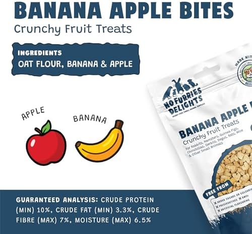 Treats, 100% All Natural Mini Bites for Rabbit Hamster Guinea Pig Chinchilla Pet Rat Mice Gerbil Bird Healthy (100g, Banana Apple Bites)