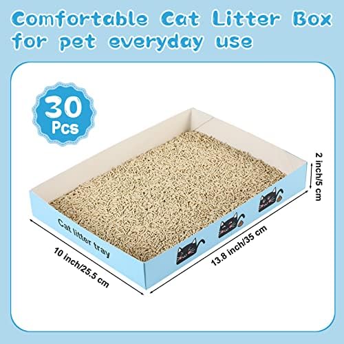 Amyhill 30 Pack Disposable Cat Litter Box Paper Pet Trays,Blue