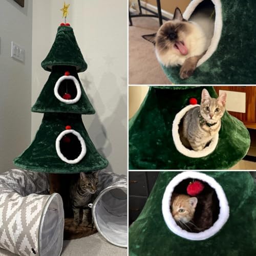 YITAHOME 52 in Christmas Cat Tree with 2 Houses