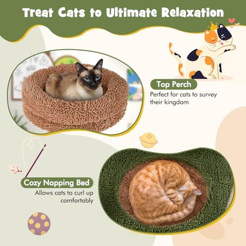 PETSITE 60 inch Cactus Cat Tree Tower, Multi-Level Cat Tower with Sisal Scratching Posts, Sisal Rope, Hanging Ball, Self Groomer and Decorative Faux Plant, Cute Cat Tree for Indoor Cats