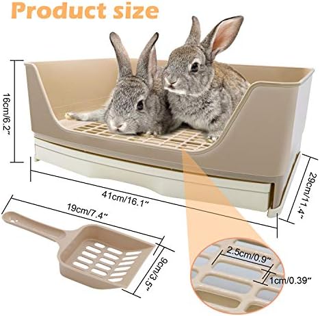 BWOGUE Large Rabbit Litter Box, Bunny Litter Box with Drawer, White