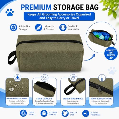 9PCS Pet Grooming & Bathing Kit with Storage Bag for Dogs & Cats