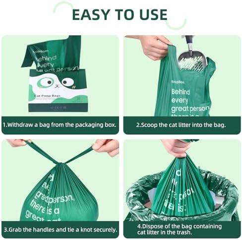 270 Count Cat Poop Bags with Handles, Disposable Litter Bags for Pet Poop, Extra-Thick Kitty Waste Bags Easy Tie Leak-Proof Strengthen Unscented (Made of 70% Recycled Plastic)