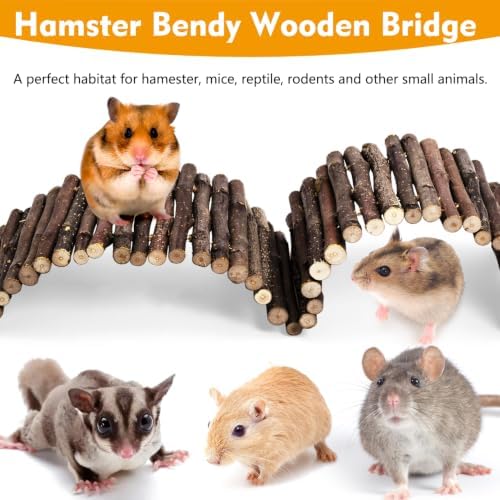 2 PCS Hamster Toys Flexible Wooden Hamster Bridge Ladder Tunnel Hide