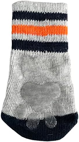 NFL Chicago Bears Anti Slip Dog Socks with Elastic Ribbed Top, Size X-Small/Small. Indoor/Outdoor Socks, Best Dog Paw Protector, 2 Pairs, Cool Puppy Supplies with NFL Logo of Bears Football Team
