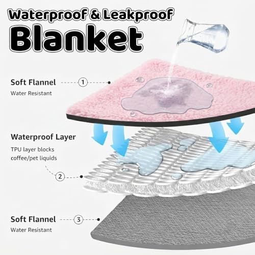 Pink Calming Pets Blanket 85x57in Fleece Dogs Blankets Fluffy Cats Sherpa Waterproof Bed Couch Covers Puppy Leakproof Sofa Mats Washable Warm-XL