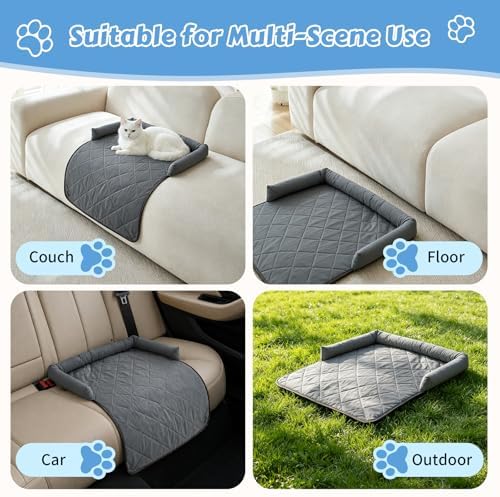 Cooling Dog Bed Mats with Neck & Head Support, 31.5 x 23.62 inch Grey