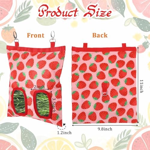 Rabbit Hay Feeder, 2 Hole Washable Hanging Hay Bag for Guinea Pig
