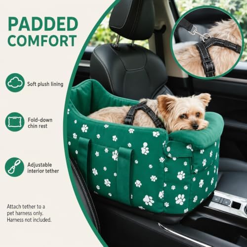 Small Dog Car Seat for Center Console, Wilderness Green