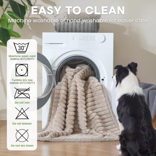 Waterproof Dog Blanket, Washable Reversible Pet Blankets, 39x57in, Camel