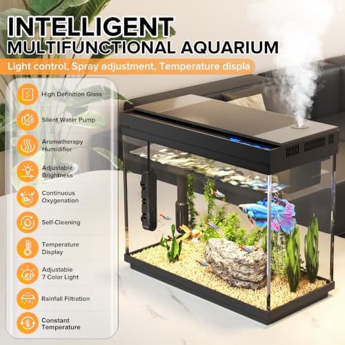 Vehipa 2.4 Gallon Fish Tank Aquarium Starter Kit with Heater