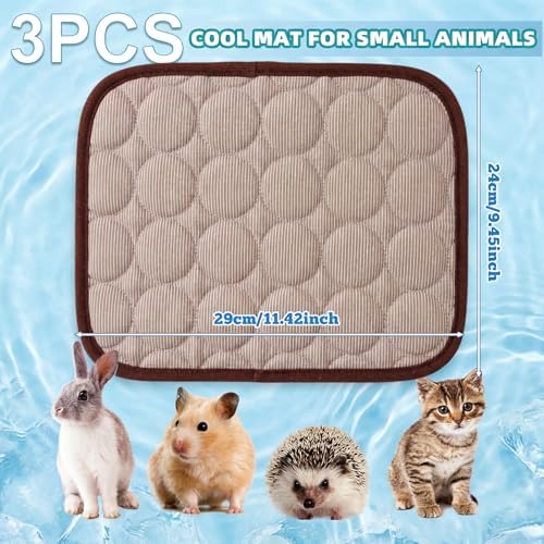 Jetec 3 Pcs Guinea Pig Cooling Mat, Small Animal Beds,Summer,Brown