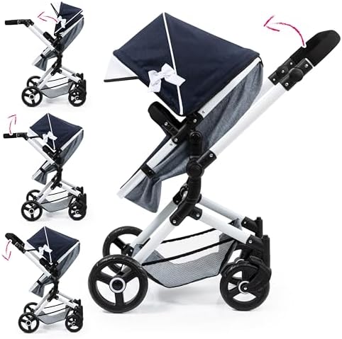 Bayer Neo Vario Doll Pram & Pushchair - 20.5 in Foldable Reborn Stroller