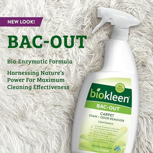 Biokleen Bac-Out Enzyme Cleaner Spray and Stain & Odor Remover for Pet Stains, Laundry, Diapers, Wine, Carpets, & More, Eco-Friendly, Non-Toxic, Lime Scent, 32 Ounces (Pack of 2)