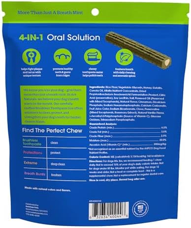 Ark Naturals Brushless Toothpaste Dog Dental Chews - XL Breeds (12 ct)
