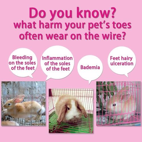 Hamiledyi Rabbit Feet Pad Hole Leak Water Design for Plastic Bunny Cage Mat Foot Resting Pads (1 Pink +1 White +1 Blue)