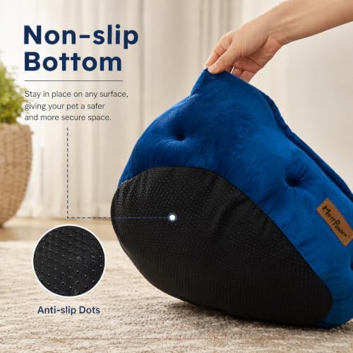 Royal Blue Cat Bed for Indoor Cats, Removable Cushion Bed
