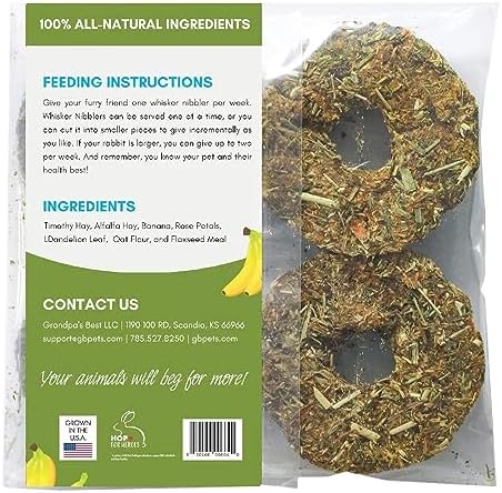 Whisker Nibblers Banana Rose Petal Treats for Rabbits, Guinea Pigs and Small Animals