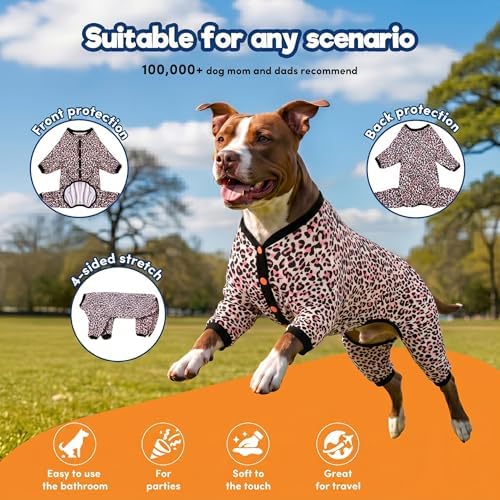 LovinPet Lovin Dog Pajamas, Pitbull Clothes, Neon Pink Cheetah Print, 3XL