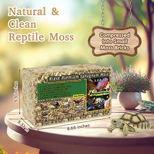 Riare 2.2LB Natural Sphagnum Moss for Reptiles- Terrarium Reptiles Moss