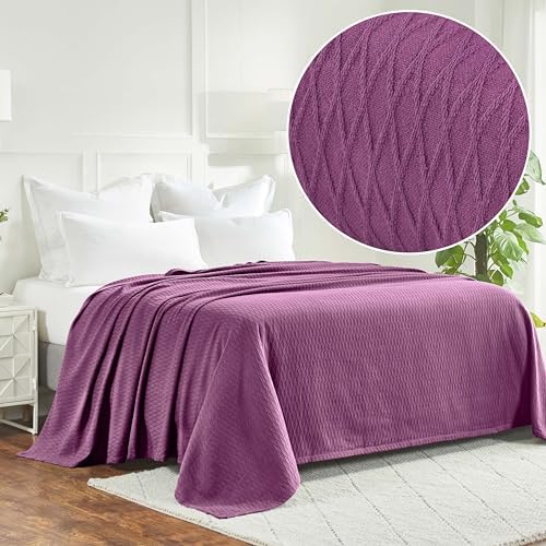 Superior Cotton Blanket, Lightweight, Breathable Bedding, Full/Queen, Purple