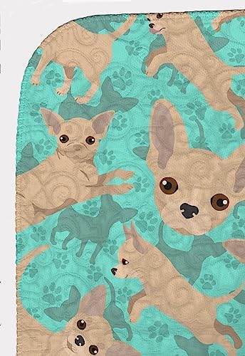 Caroline's Treasures MLM1069LQB Cream Chihuahua Quilted Blanket 50x60 Artwork Pattern Quilted Throw Blanket for Bed, Couch, Sofa, Soft and Lightweight