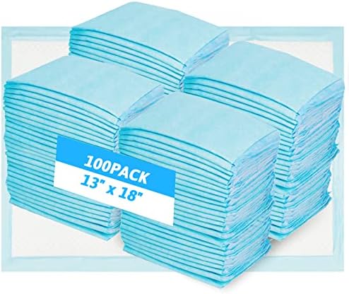 Fhiny Rabbit Pee Pads, 13" x 18" 100 PCS Disposable Bunny Cage Liner Leak-Proof Super Absorbent Potty Training Pad with Quick-Dry Surface for Rabbit Guinea Pig Cat Puppy or Other Small Animals