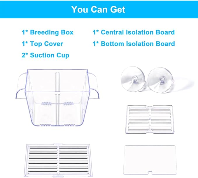 DaToo Fish Breeding Box Aquarium Holding Tank Transparent Fish Isolation Box Acclimation Hatchery Incubator Breeder for Betta Shrimp Clownfish Guppy Small