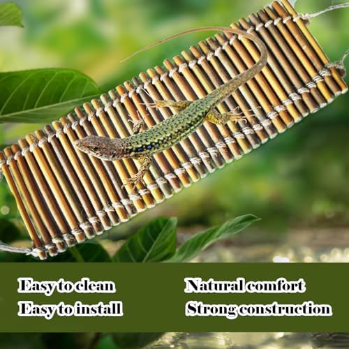 Reptile Climbing Bridge, Bamboo Lizard Ladder Bridge Bearded Dragon Hammock Lizard Lounger Hanging Terrarium Vines Decor Reptiles Habitat Tank Accessories for Gecko Chameleon(4PCS)