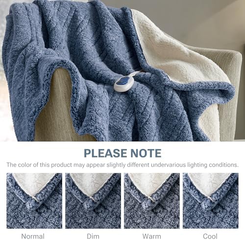 True North by Sleep Philosophy Heated Throw Blanket, 50 x 60, Blue