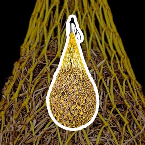 Majestic Ally 2 pcs Slow Feed 42” Hay Net for Horses, Strong Small 2x2” Holes, Nylon Rope Hanging, Adjustable Travel Feeder for Trailer and Stall, Simulates Grazing, Reduce Waste