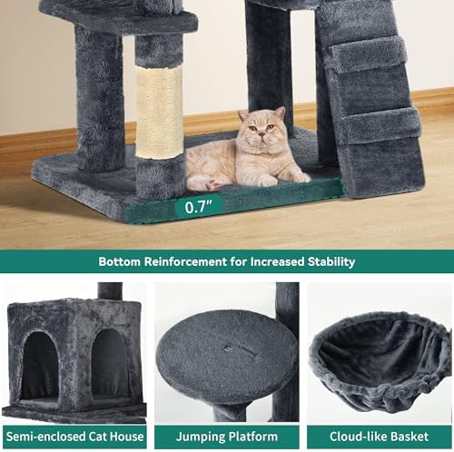 YITAHOME 70.8in Cat Tree Tower for Indoor Cats: Multi-Level Kittens Pet Play House Condo Furniture Activity Center with Scratching Posts Stand Dark Grey