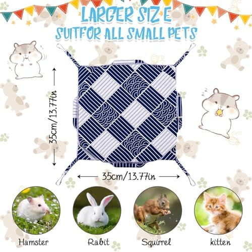 3 Tier Ferret Rat Hammock, Guinea Pig Cage Accessories, Blue Check