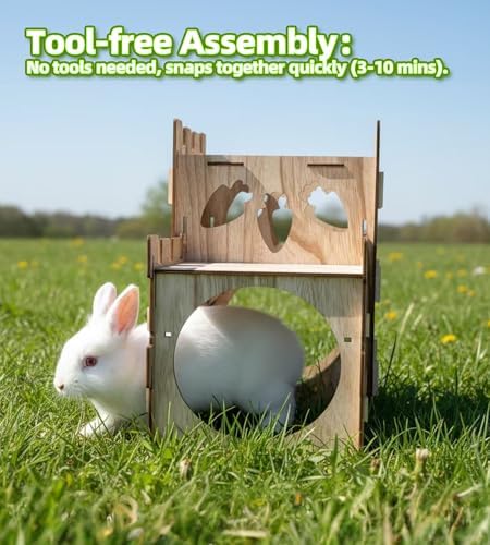 HIIMALEX Large Bunny Castle Sturdy House for Rabbits Ferrets Guinea Pigs