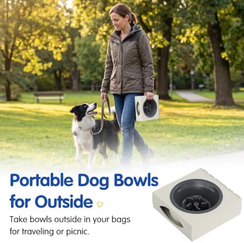 XIAZ Elevated Dog Bowls Large Breed Raised Dogs Bowl Stand Large/Medium Sized Dog Slow Feeder Dogs Bowls Food Water Stands 5 Heights Adjustable 9/11/12/14in Pet Feeder Dish Station